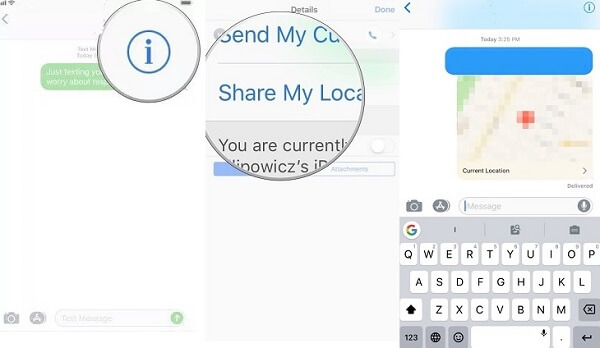 Select the Share My Location Option on iMessage to Check the Location