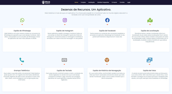 Principais recursos do Web Detective