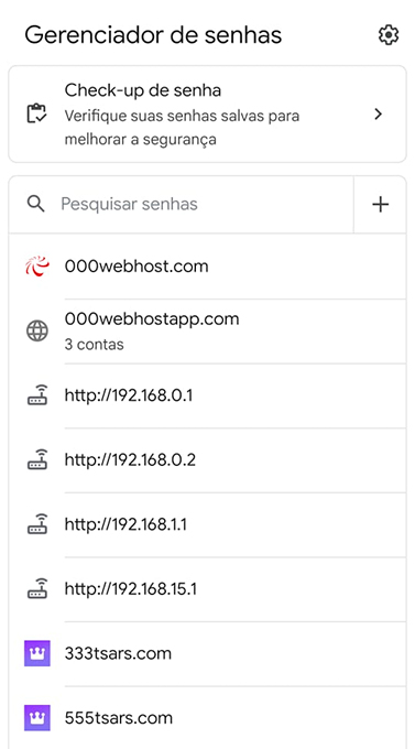 Senhas salvas no Android