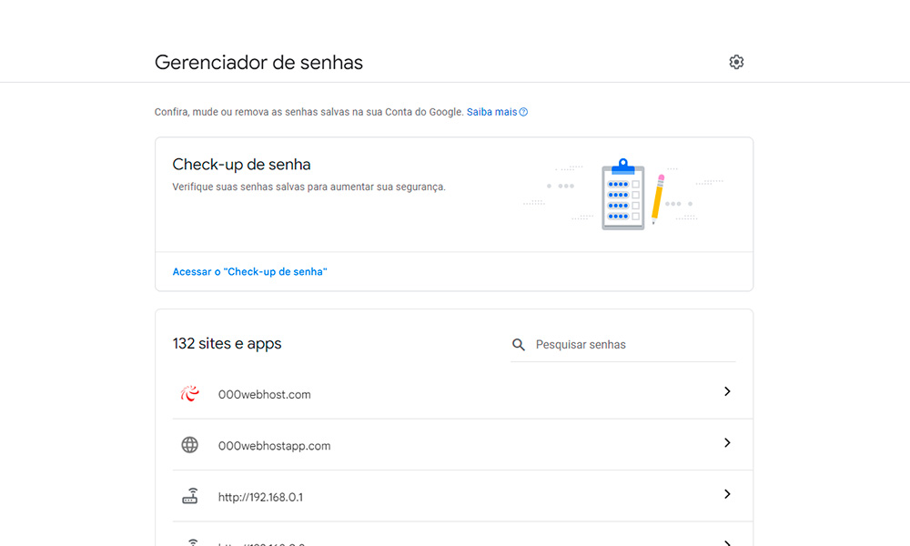 Senhas salvas no Chrome