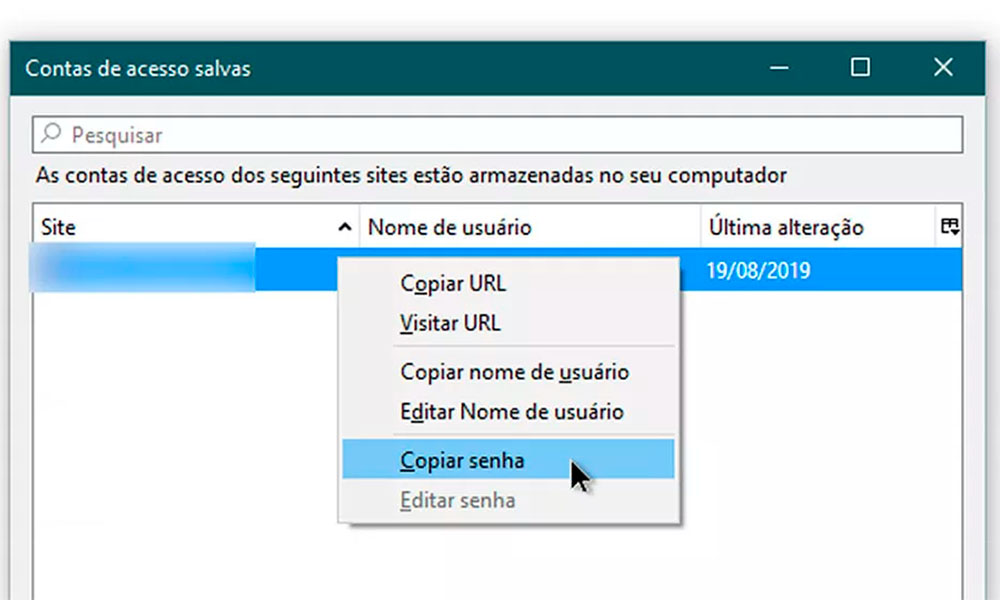 Senhas salvas no Firefox