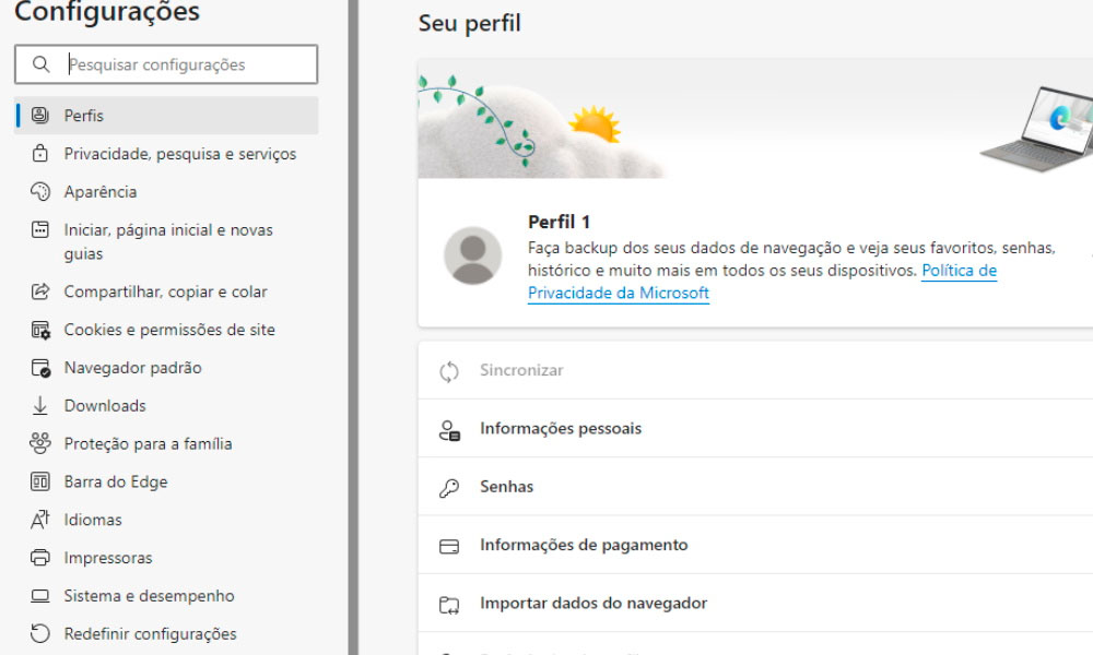 Senhas salvas no Microsoft Edge