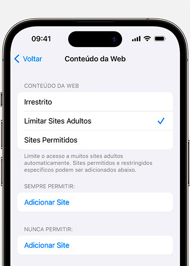 Limitar Sites Adultos no iPhone