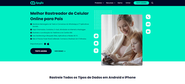 Rastreador de Telefone Online Spylix para os Pais