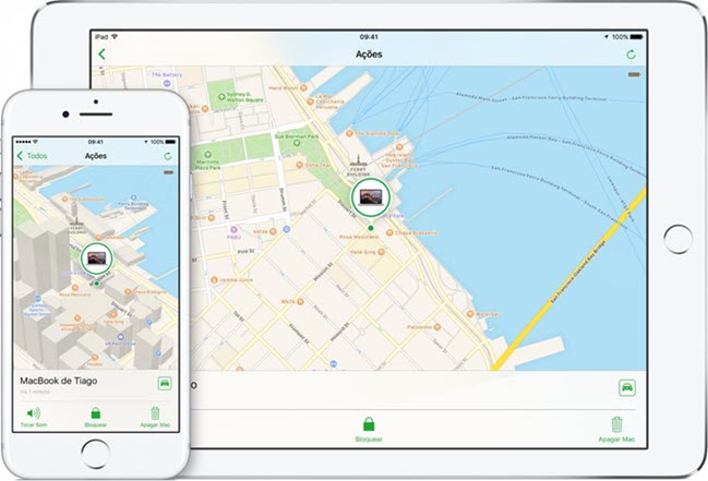 Mapa iCloud rastreando celular