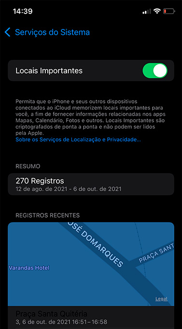 Localizar o iPhone de outra pessoa com Locais Importantes