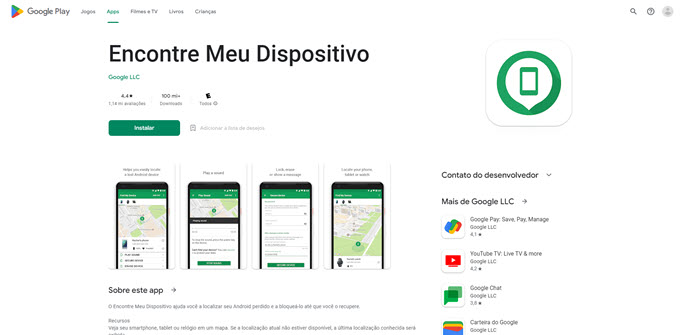 Rastreando com o Find My Device