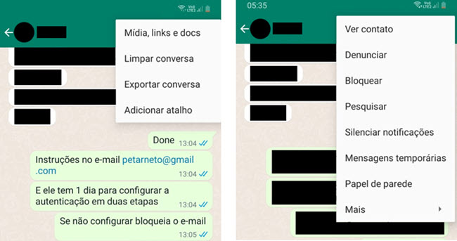 Rastrear o WhatsApp exportando o Histórico