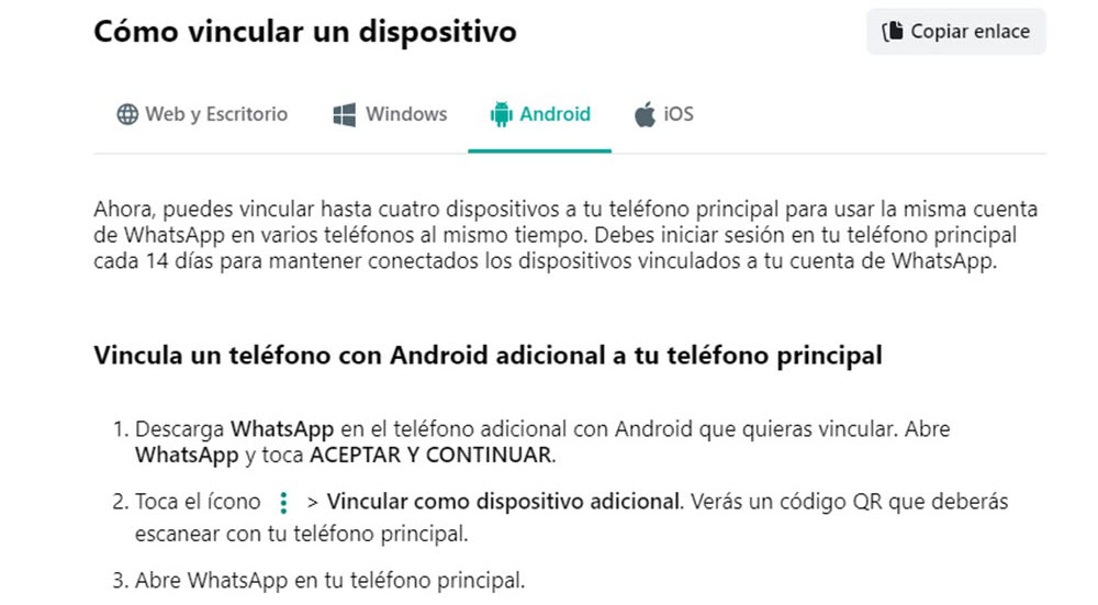 Vincular un dispositivo es la función oficial de WhatsApp