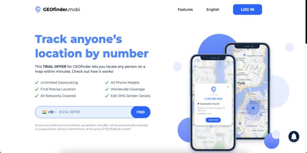 GEOfinder rastrea con el número de teléfono