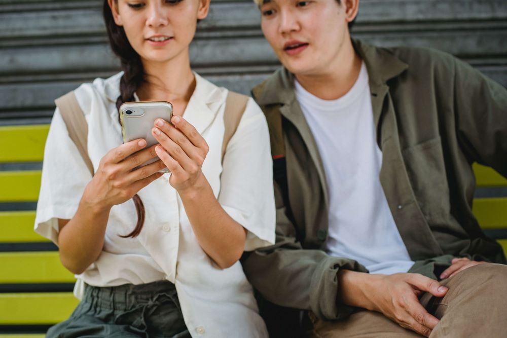 Couple with a phone