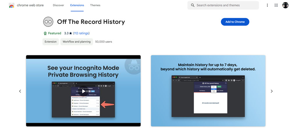 Check Incognito history with Chrome extension