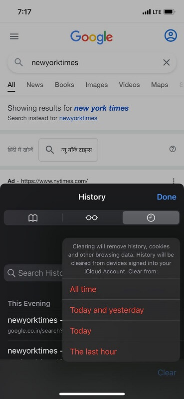 Clear Browsing History on iPhone