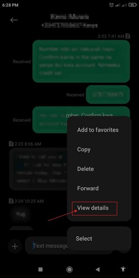 Click View Message Details on Android to Get Messages Information