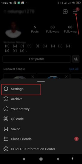 Tap on the Account to Remove to Access the Settings