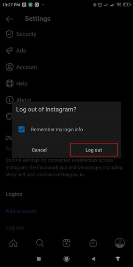 Tap the Blue Log Out Button to Confirm to Remove an Instagram Account