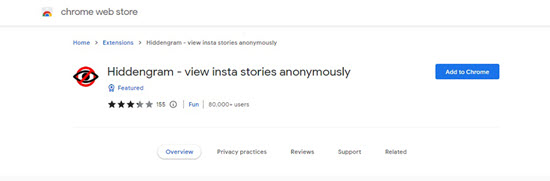 View Instagram stories using the Chrome extension