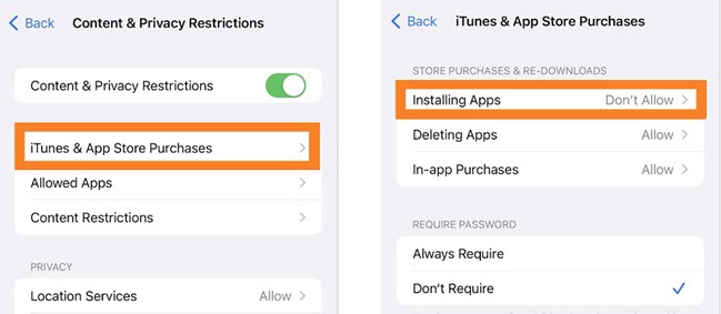 Restrict TikTok on iPhone via iTunes & App Store Purchases