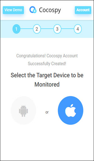 Seguire le istruzioni via e-mail su Cocospy