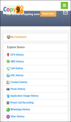 Access copy9 Online Dashboard