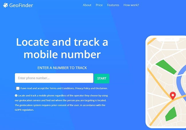 GeoFinder homepage screenshot