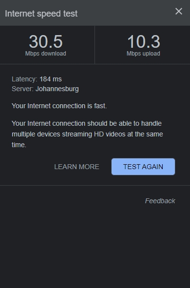Testing stable internet connection