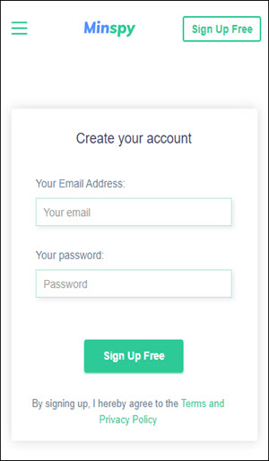 Register an Account on minspy