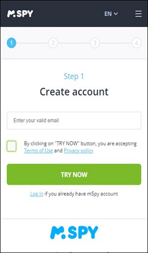 Register an Account on mspy