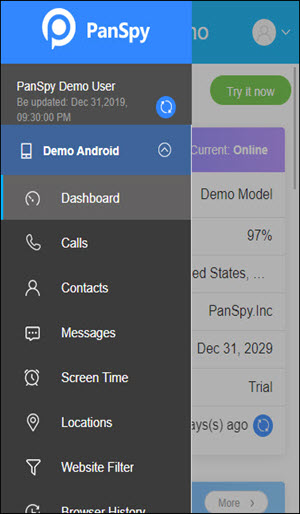 Access panspy Online Dashboard