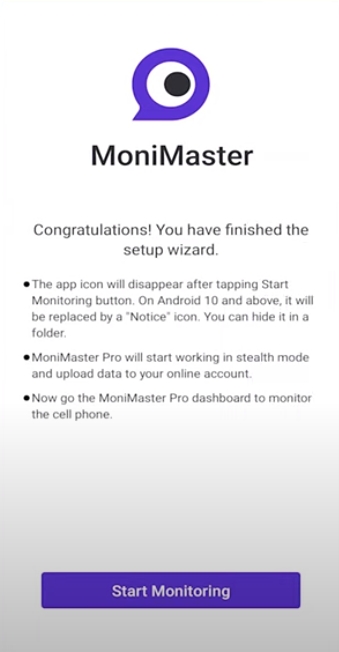 Start monitoring with Monimaster