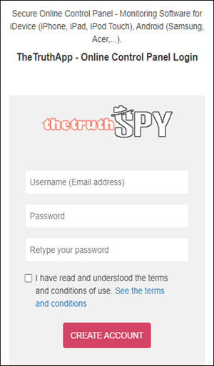 Register an Account on thetruthspy