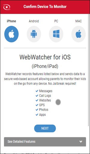 Configurar la aplicación webwatcher