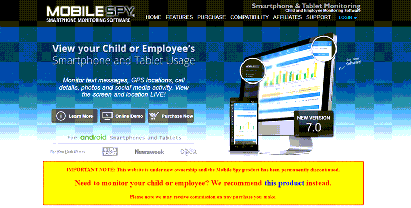 Mobile SPY homepage