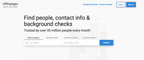 Whitepages Homepage for Looking Up The Location of A Phone Number