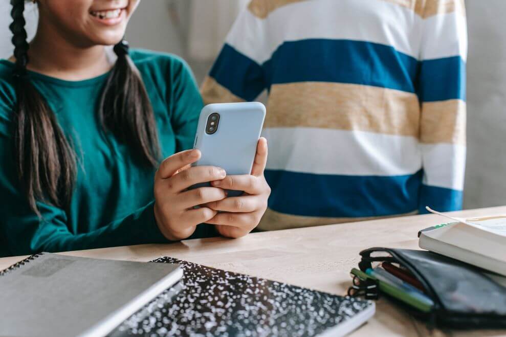 A Girl Uses Phone