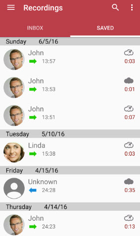 Automatic Call Recorder saved recordings