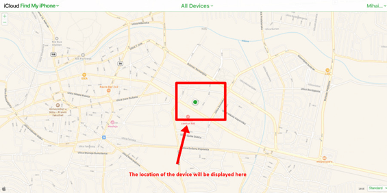 iCloud Find My iPhone Displays Location Details of the Device