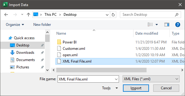 Import Data XML Final File