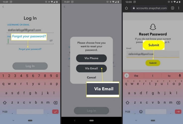 Log Into Snapchat Secretly via Email or SMS