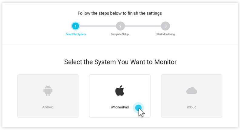 MoniMaster Choose iOS System to Start