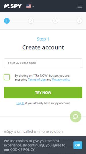 Create mSpy Account to Get Satrted