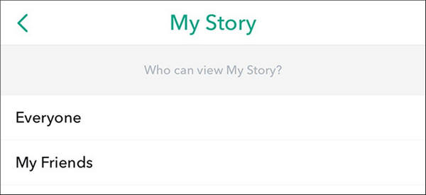 My Snapchat Story Setting