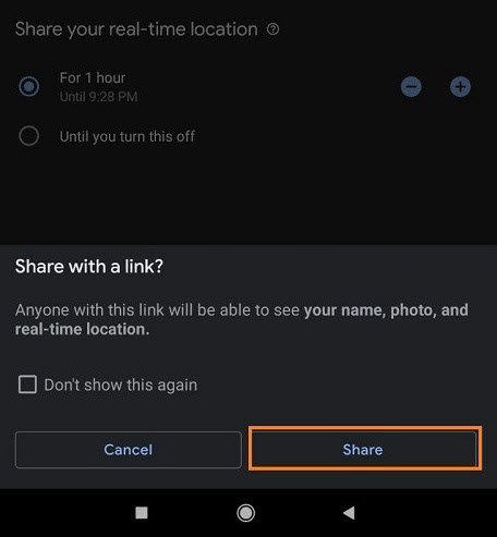 Pick Mobile Number for Sharing to Find Phone Location