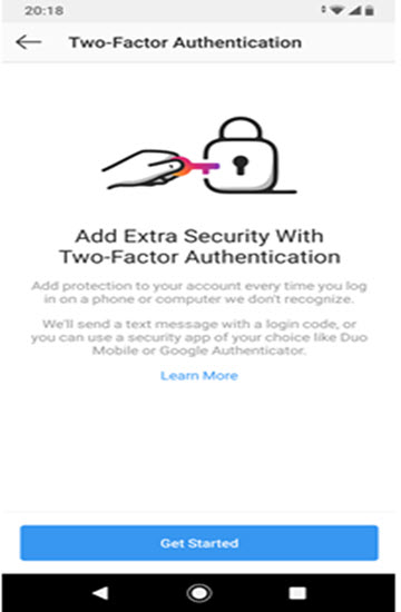 Two Factor Authentication Set to know Someone Logs into Your Instagram