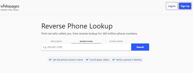 Use WhitePages to find phone number owner