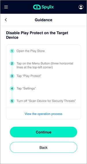 Disable Play protect on the Target Device on Spylix