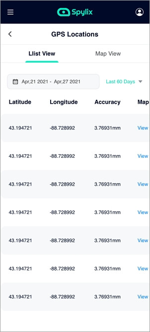 Spylix Mobile iOS GPS Location Overview When Tracking a Phone Number for Free
