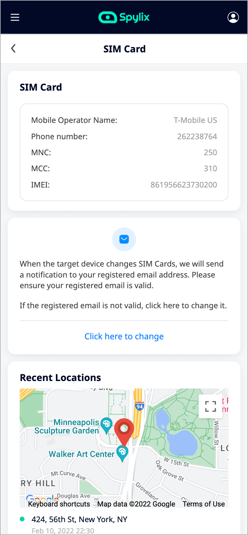 Track SIM card Location with Spylix