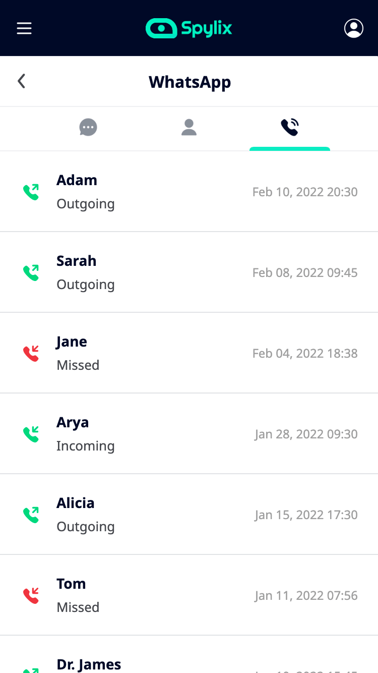 Spylix Spy on WhatsApp Contacts Call Tracker