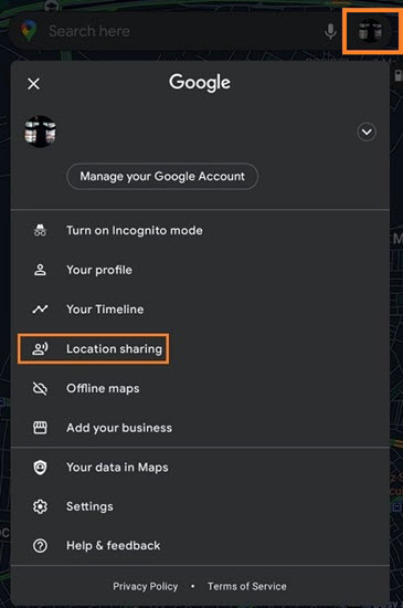 Choose Location Sharing for Google Maps to Find Phone Location